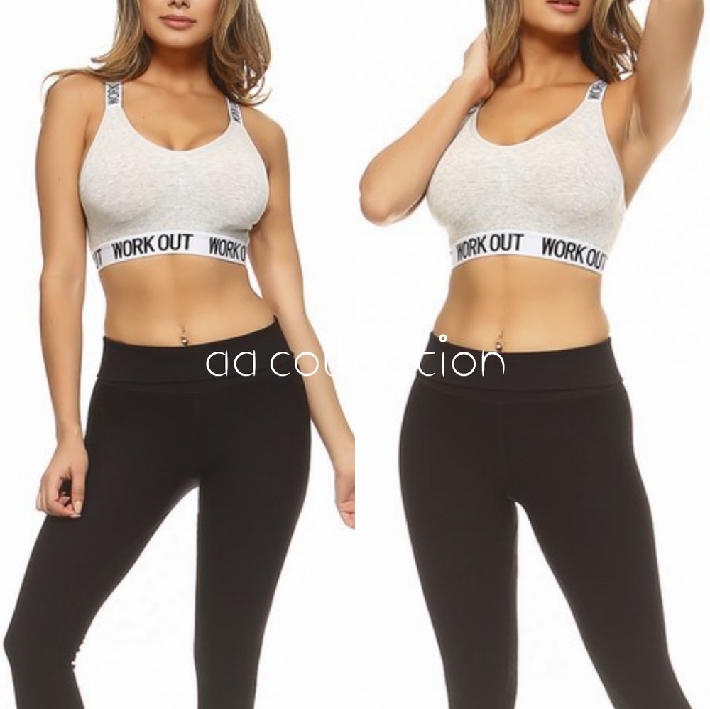 Logo brand sport padded bra criss cross back - Picture 6 of 7